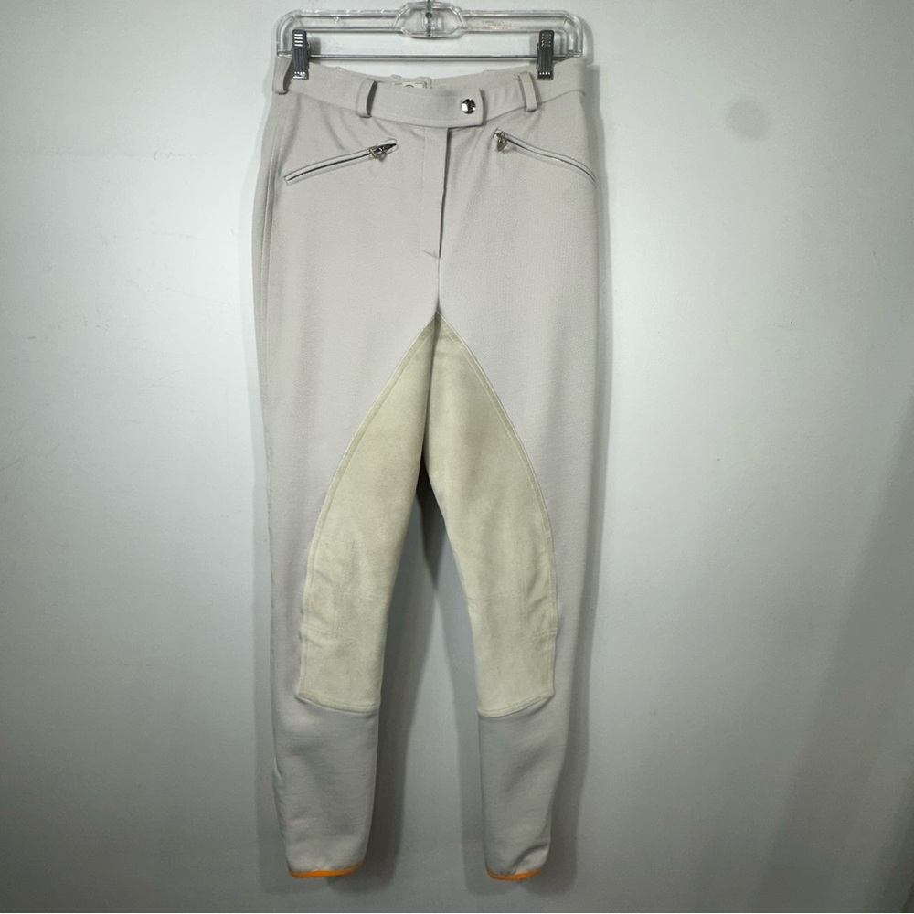 Hermès Sellier Equestrian Riding Breeches Ivory Suede Full Seat Medium